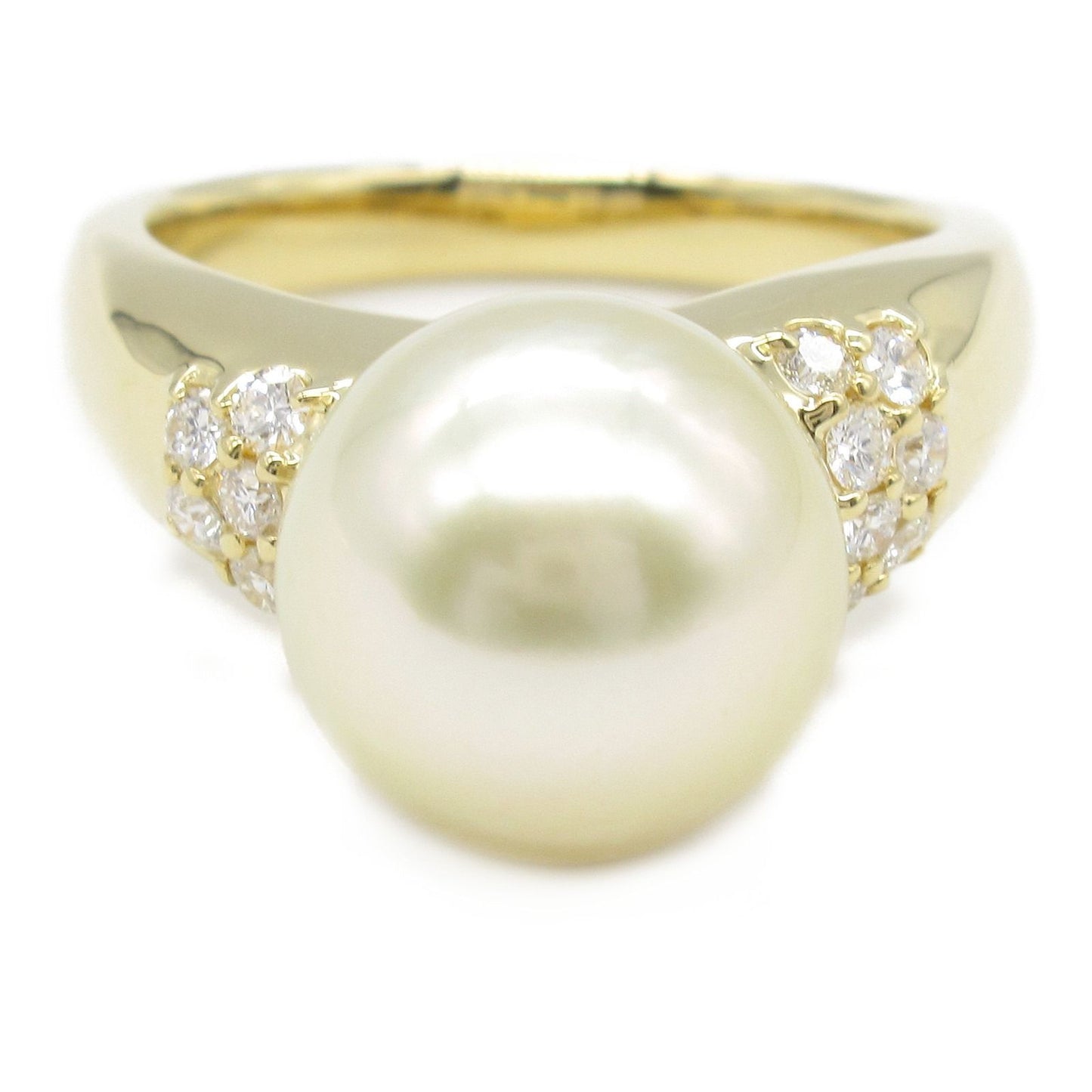 Exquisite K18 Yellow Gold Pearl & Diamond Ring - Timeless Elegance