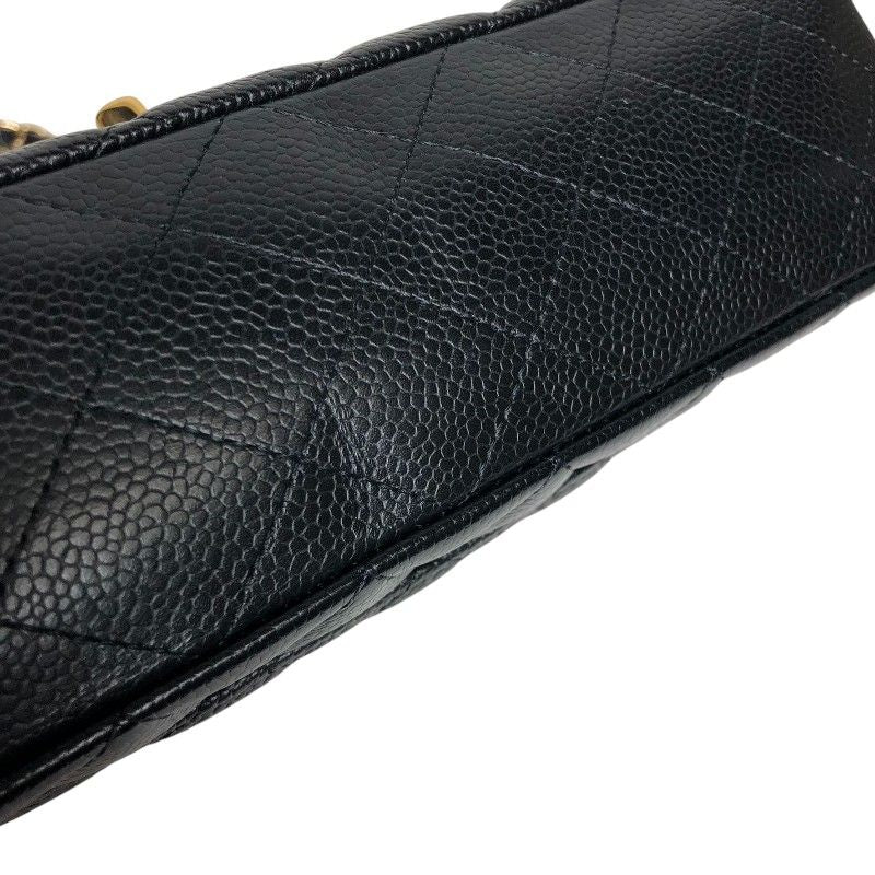 CHANEL Matelassé 25 Black Caviar Skin Shoulder Bag with Gold Hardware