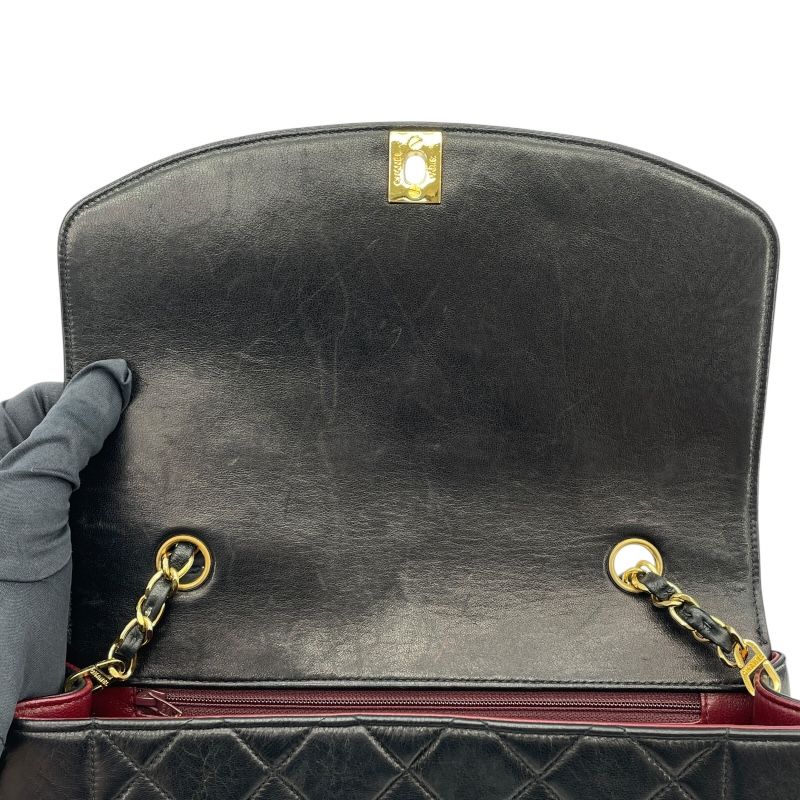CHANEL Diana 25 Black Lambskin Shoulder Bag with Gold Hardware