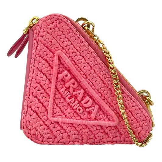 PRADA Triangle Shoulder Bag in Pink with Gold Hardware