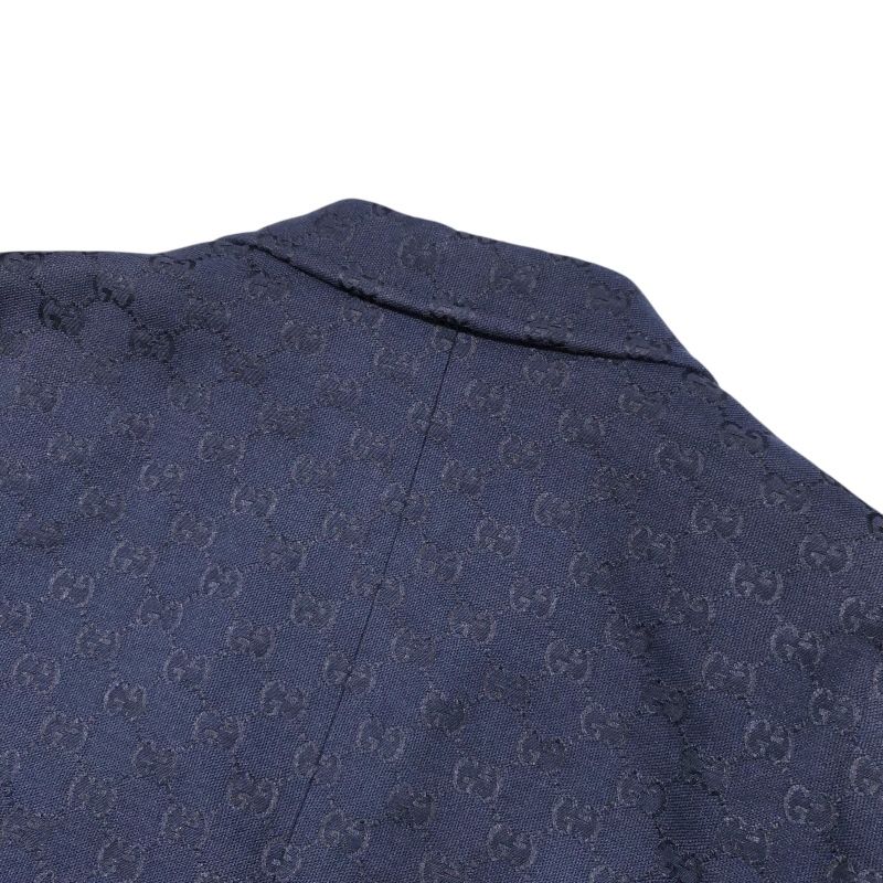 GUCCI GG Pattern Cotton Blend Formal Jacket - Navy - Size 44