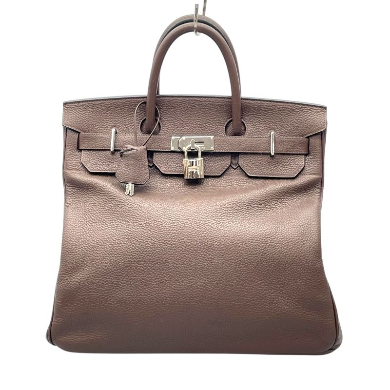 HERMES Ostra Crois 40 Handbag in Chocolate Togo Leather