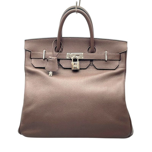 HERMES Ostra Crois 40 Handbag in Chocolate Togo Leather