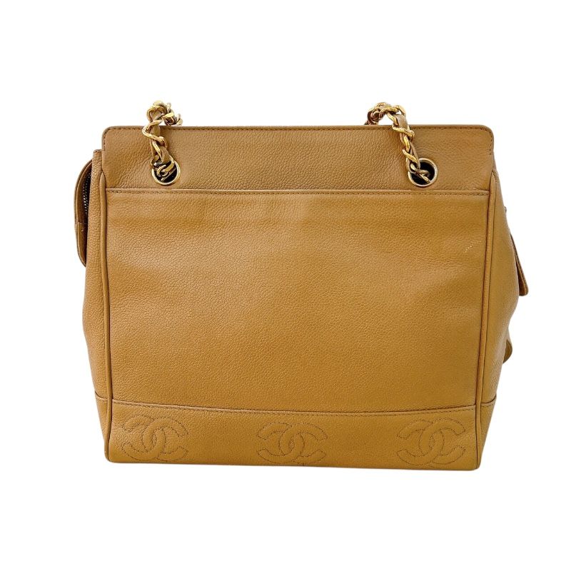 CHANEL Triple Coco Shoulder Bag in Beige with Gold Hardware