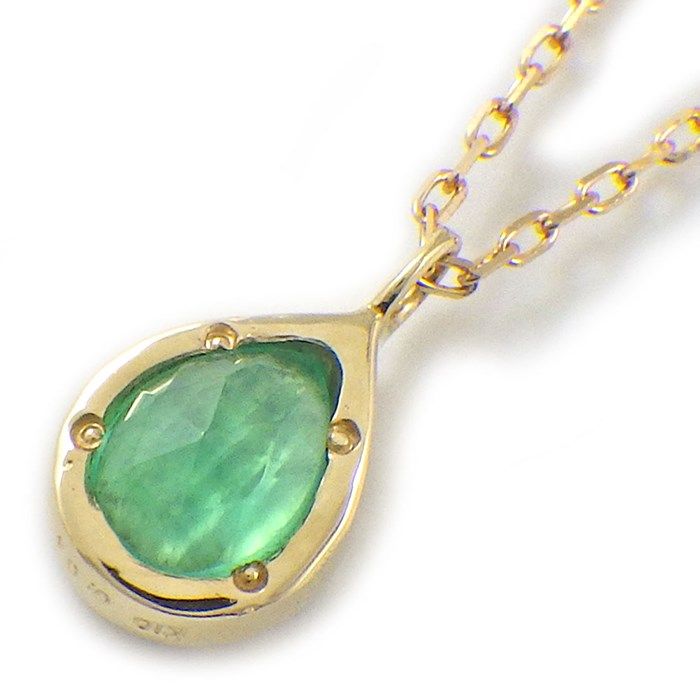 Elegant Green Chalcedony & Diamond Drop Necklace in K10YG