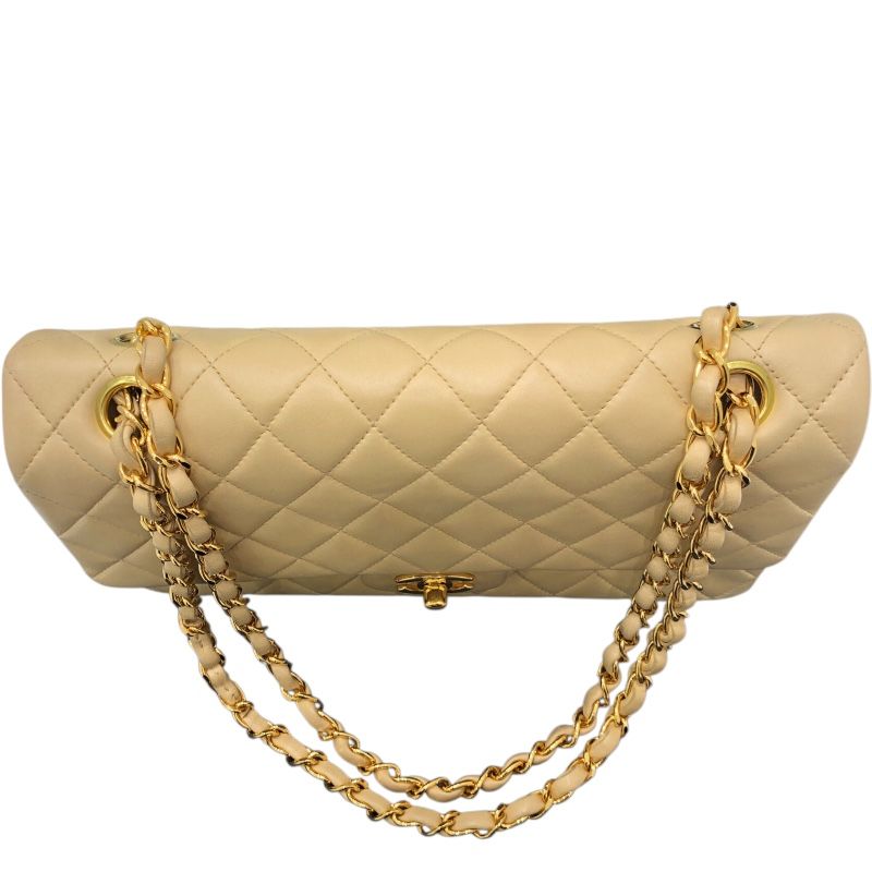 CHANEL Matelassé 25 Beige Lambskin Shoulder Bag - Timeless Elegance