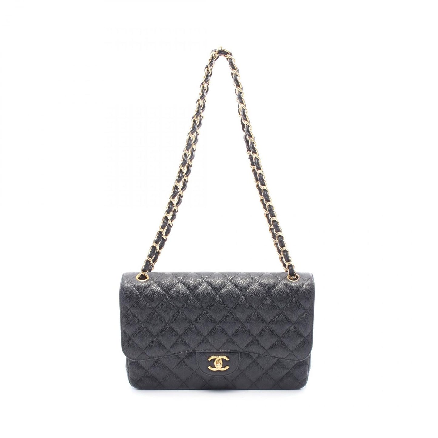 CHANEL Classic De Camellia 30 Large Double Flap Shoulder Bag