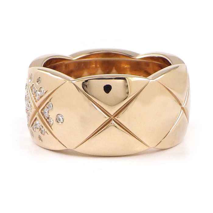 CHANEL Coco Crush Large Ring with Diamonds in K18 Beige Gold