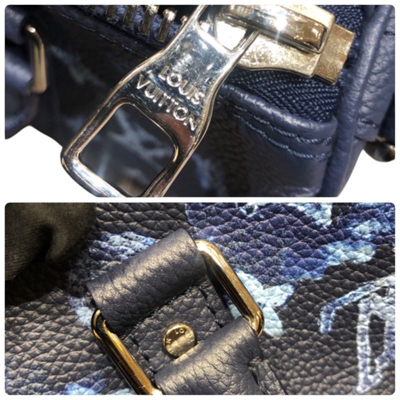 Louis Vuitton Key Pouch XS M57844 Navy Monogram Watercolor Bag