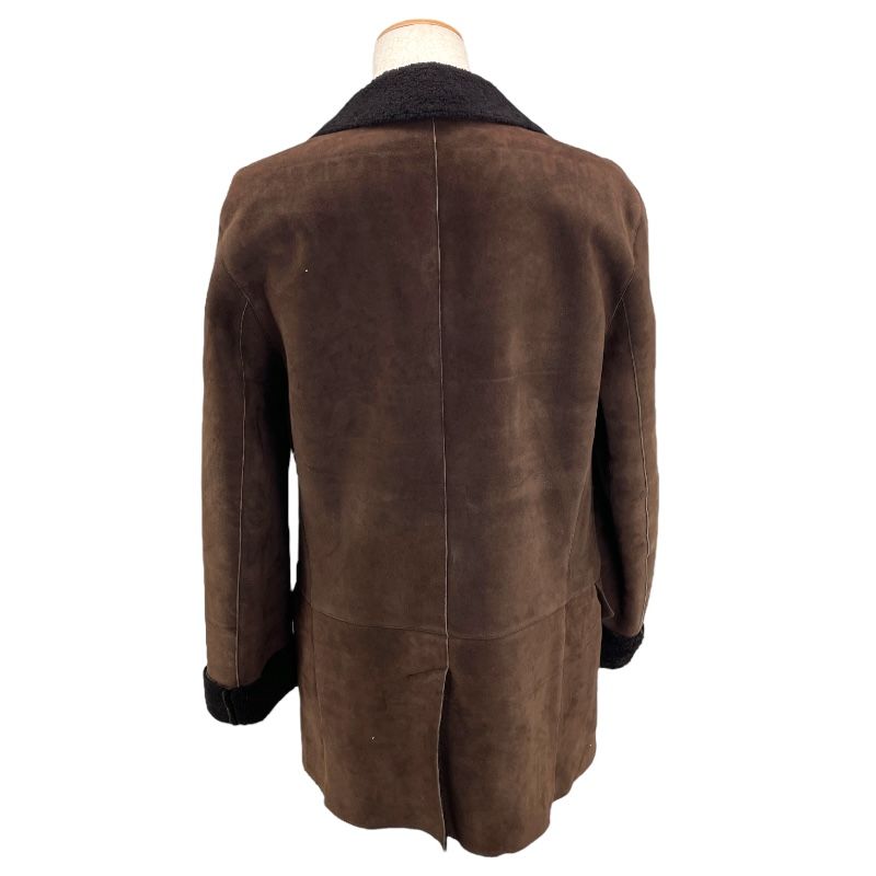 Salvatore Ferragamo Brown Leather Shearling Jacket for Men