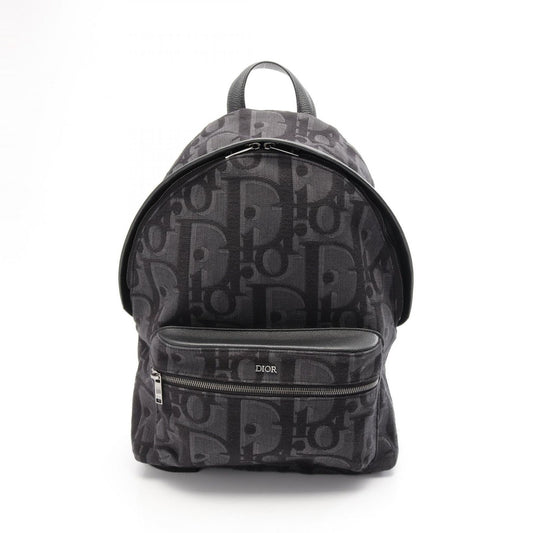 Dior Oblique Jacquard Black Canvas Leather Backpack