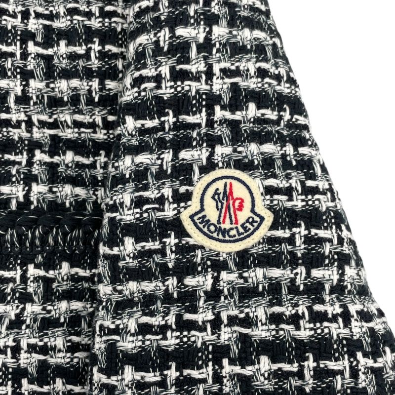 Moncler ELIADI Black Wool No-Collar Tweed Down Jacket for Women