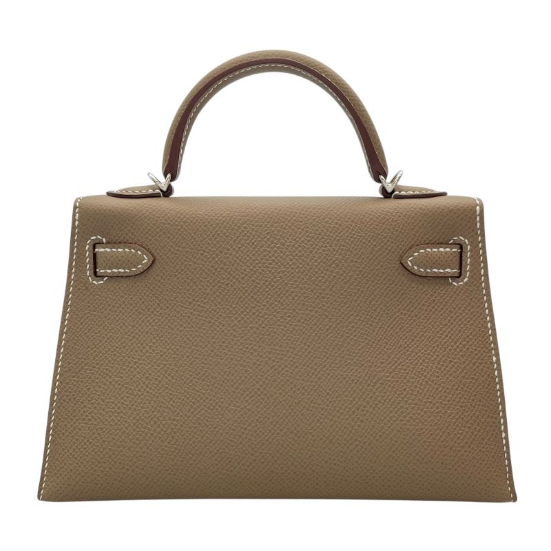 HERMES Mini Kelly 2 W Stamp (2024) Etoupe with Silver Hardware