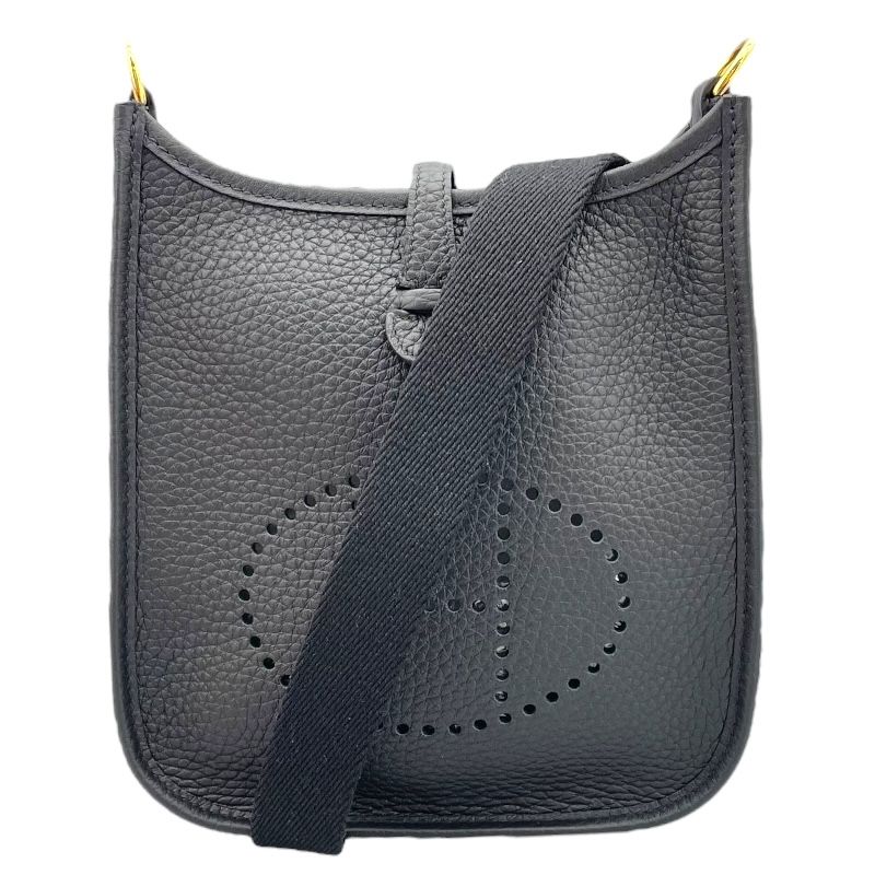 HERMES Evelyne TPM Black & Gold Togo Leather Shoulder Bag