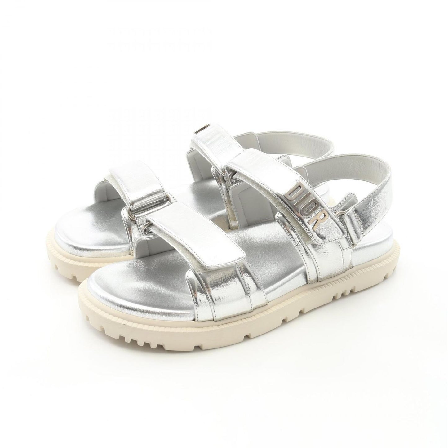 Dior DIORACT Leather Sandals - Exquisite Silver Elegance