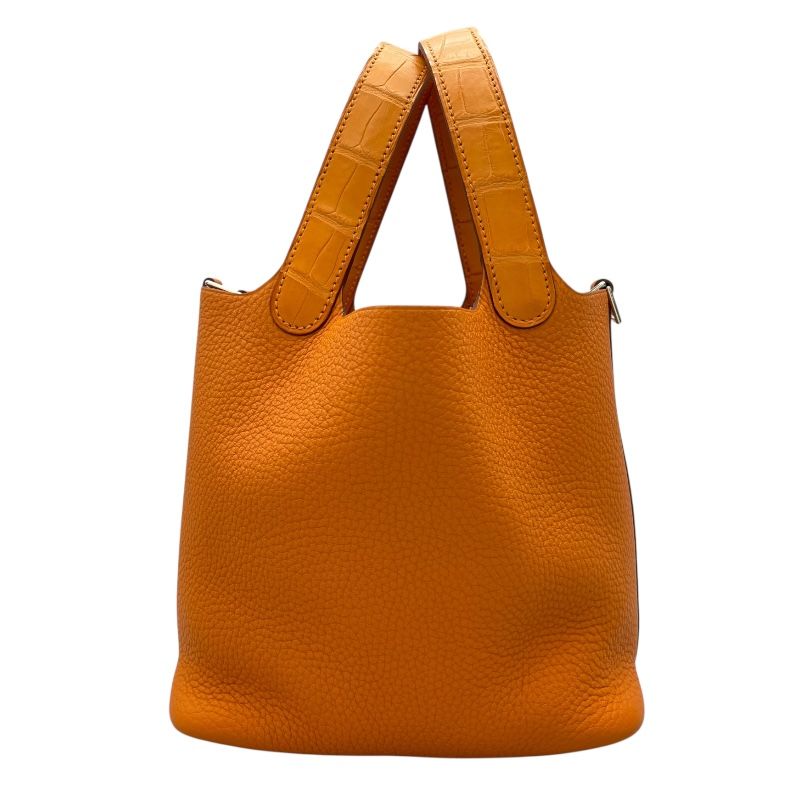 HERMES Picotin Lock PM Touch Orange with Silver Hardware