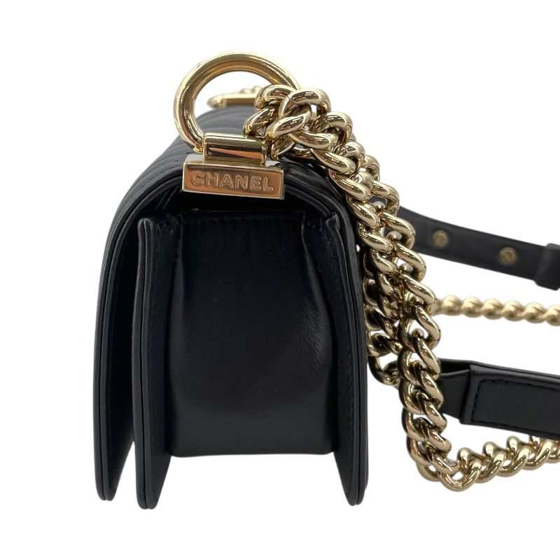 CHANEL Boy Chanel 15 V-Stitch Black Lambskin Shoulder Bag