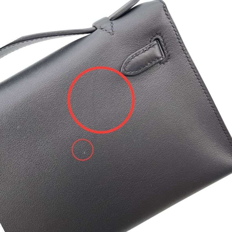 HERMES Kelly Pochette X Stamp (2016) Black Swift Leather Handbag