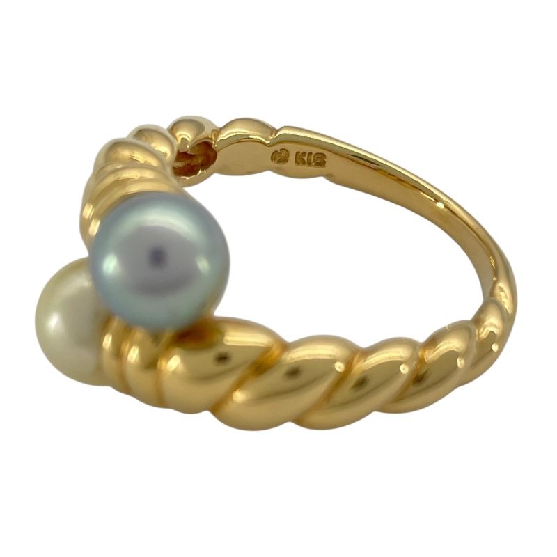 TASAKI K18YG Pearl & Black Pearl Ring - Exquisite Craftsmanship