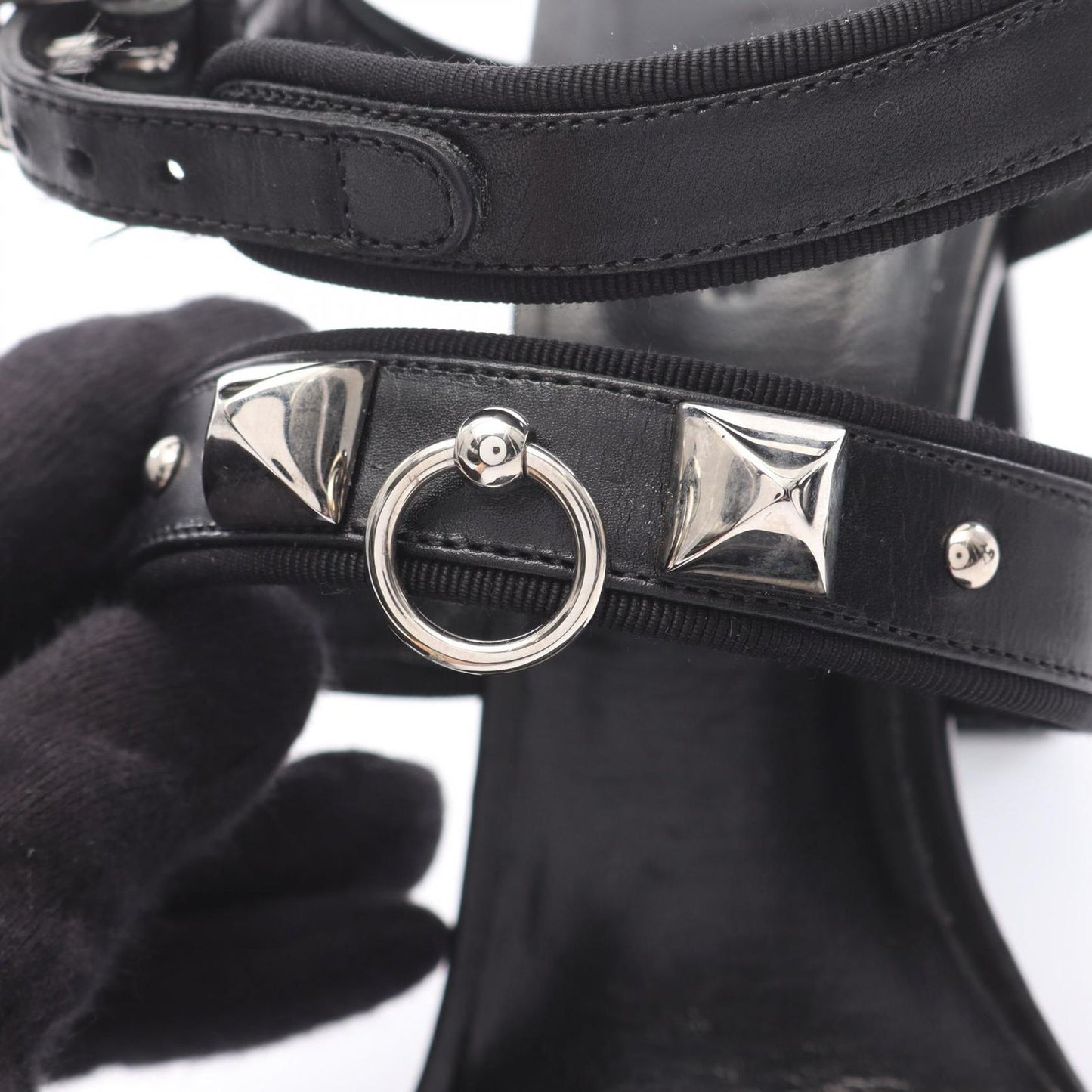 HERMES Collier de Chien Leather Sandals - Size 38 - Black