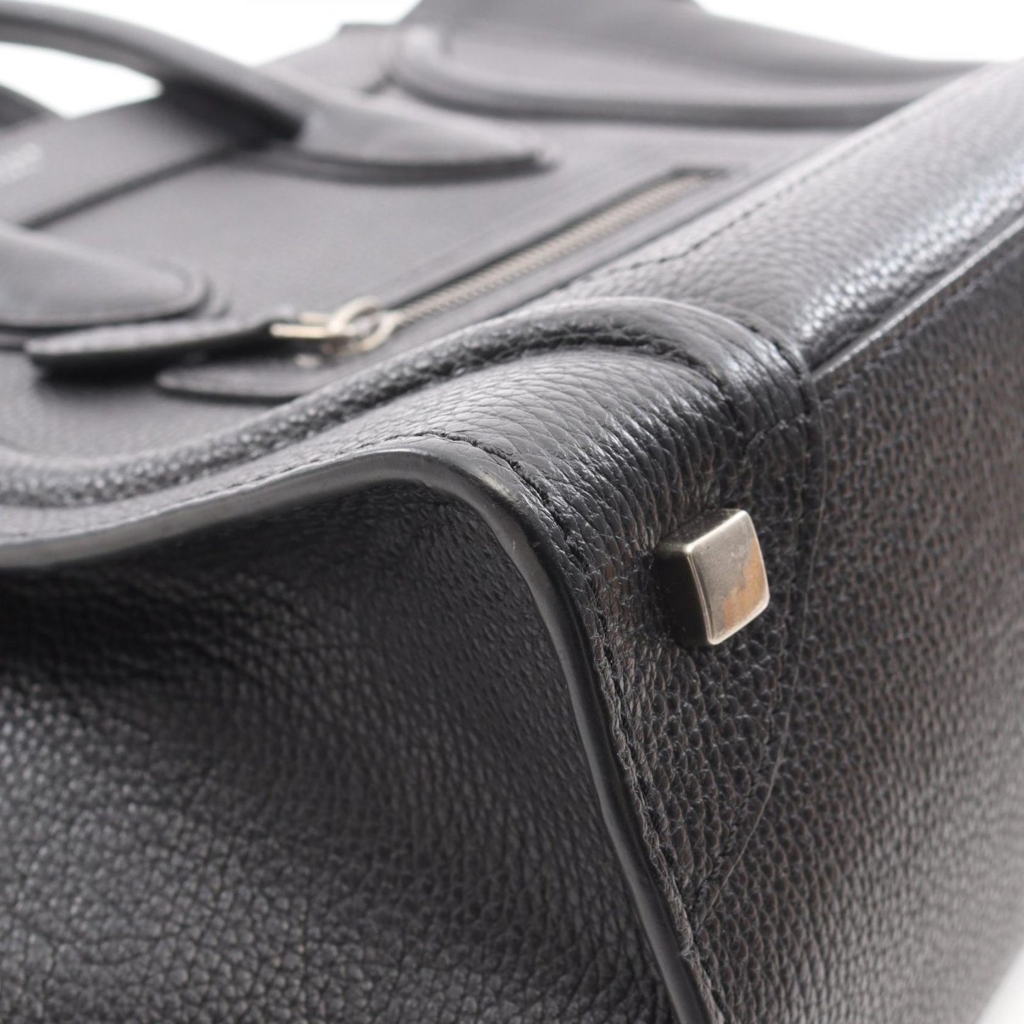 CELINE Luggage Micro Shopper Tote Bag in Black Leather