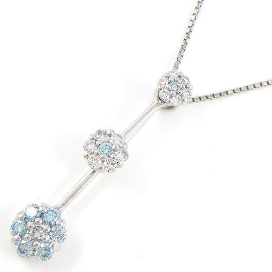 Exquisite Floral Diamond Necklace with Blue Diamonds - 0.50ct Total
