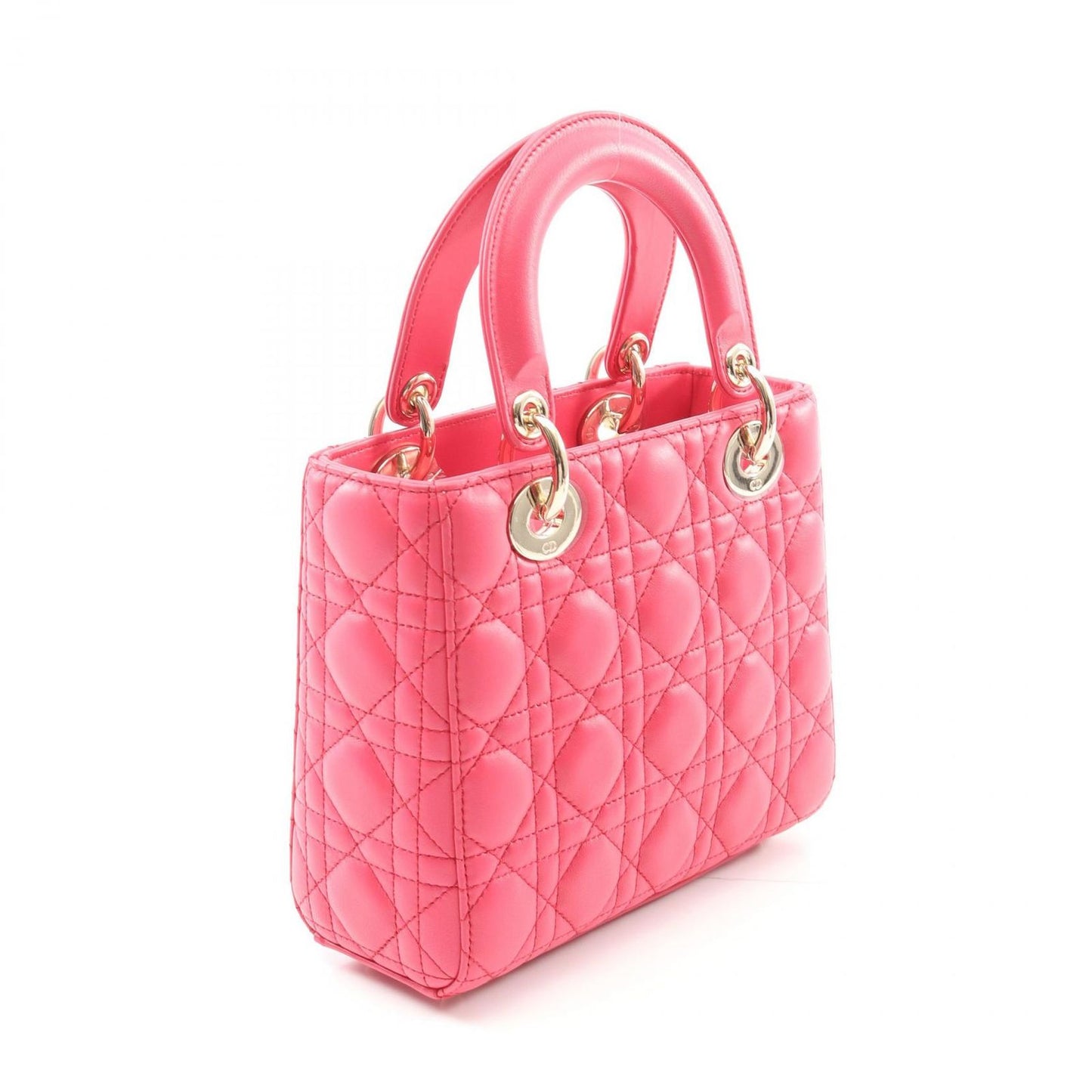 Dior Lady Dior Small Cannage Handbag in Magenta Leather