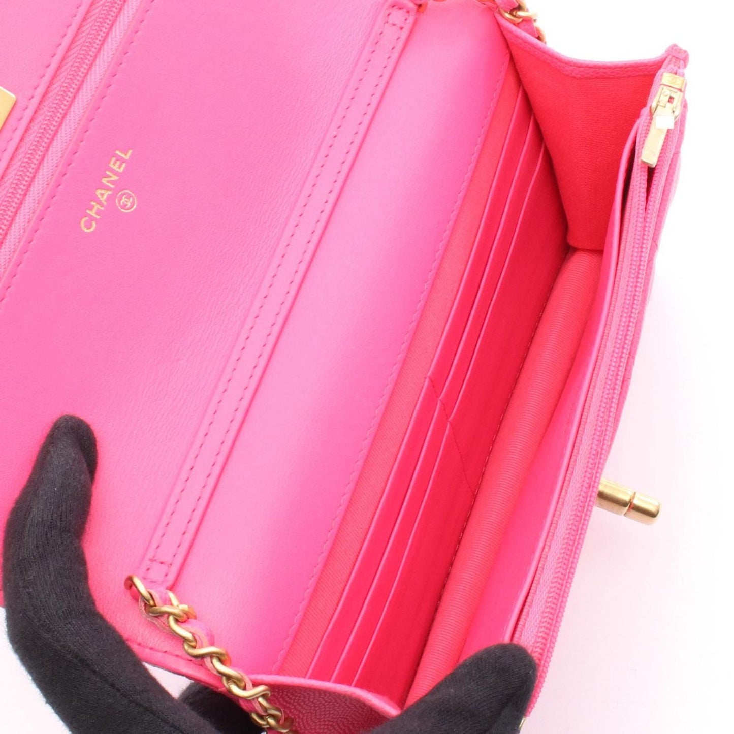 CHANEL Matelassé Shoulder Bag in Shocking Pink Caviar Skin