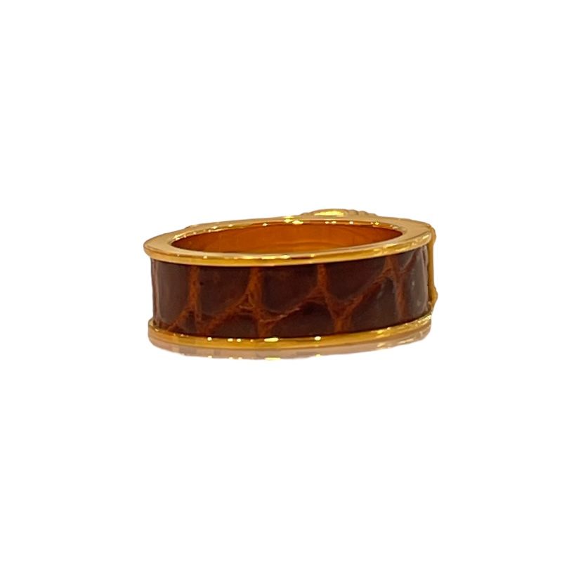 HERMES Kelly Scarf Ring in Brown/Gold - Exquisite Luxury Accessory