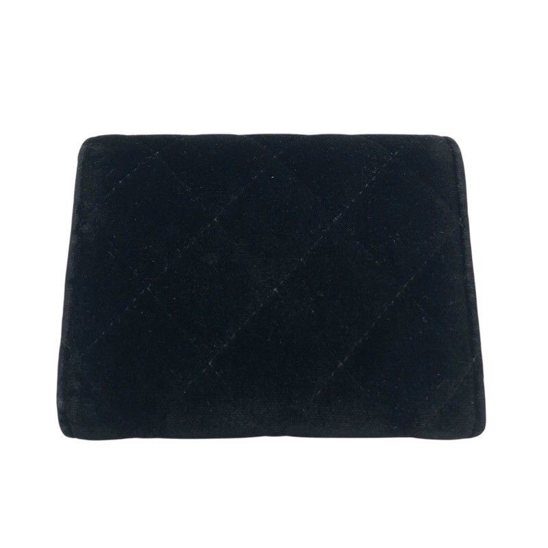 CHANEL Matelassé Coco Mark Coin Case in Black Velvet with Gold Hardware