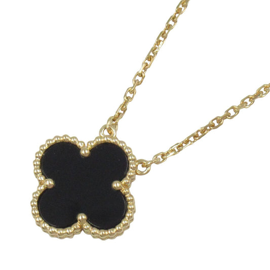 Van Cleef & Arpels Vintage Alhambra Necklace in Onyx & Yellow Gold