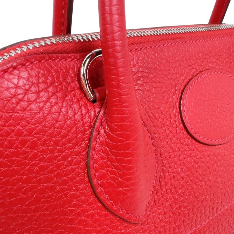 HERMES Bolide 31 Handbag - Rouge Kazak with Silver Hardware (2023)