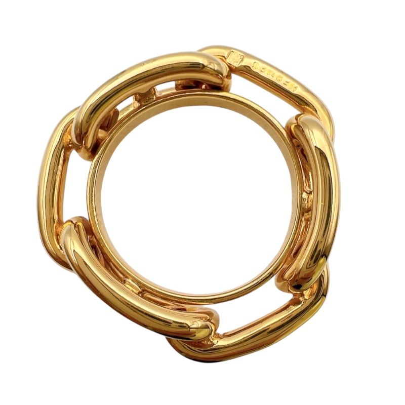 HERMES Rugade Scarf Ring - Exquisite Gold Metal Jewelry