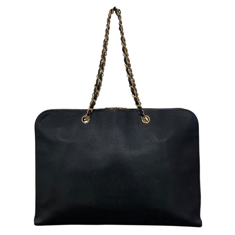 CHANEL Coco Mark Chain Tote Bag in Black & Gold - Exquisite Caviar Leather