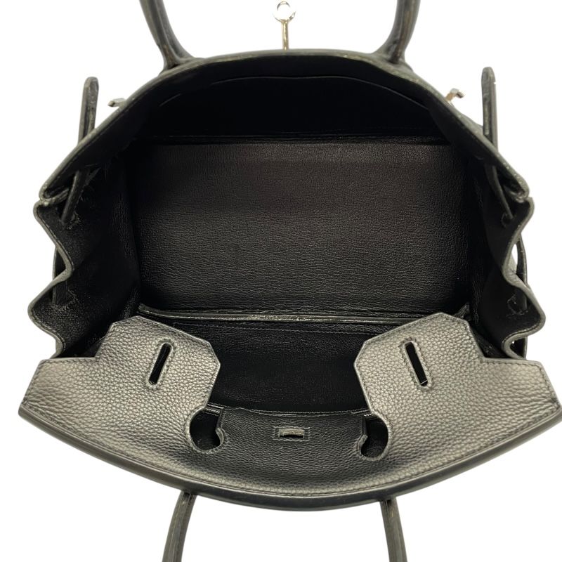 HERMES Birkin 30 Black Togo Leather Handbag with Silver Hardware