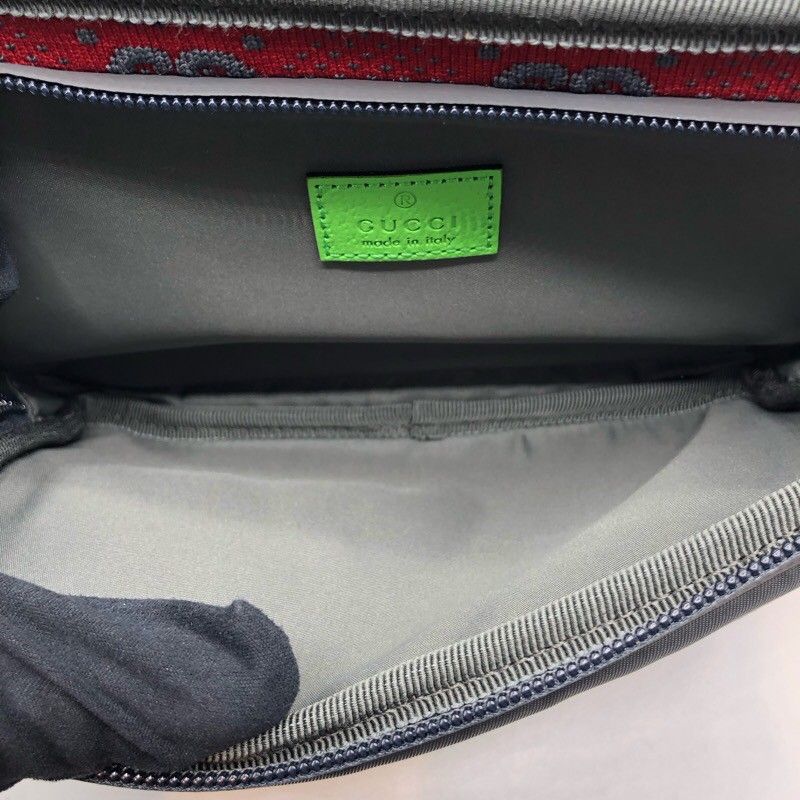 GUCCI GG Nylon Belt Bag - Gray/Red - Exclusive Luxury Accessory