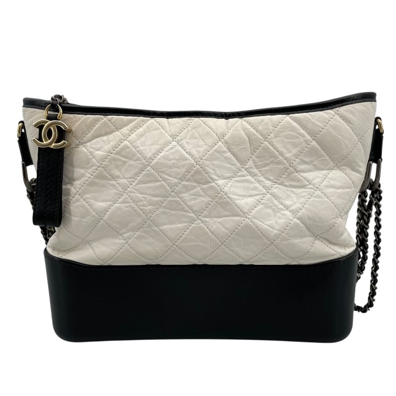 CHANEL Gabrielle Hobo Medium Bag - White & Black with Gold Accents