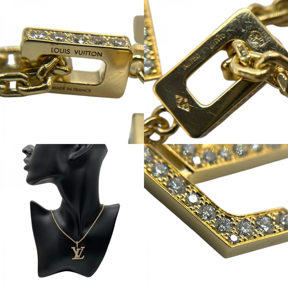 Louis Vuitton XL Pendant LV Diamond Necklace in Gold - Exclusive Luxury