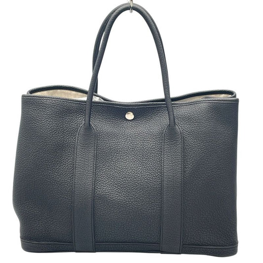HERMES Garden Party PM Black Negonda Handbag with Silver Hardware