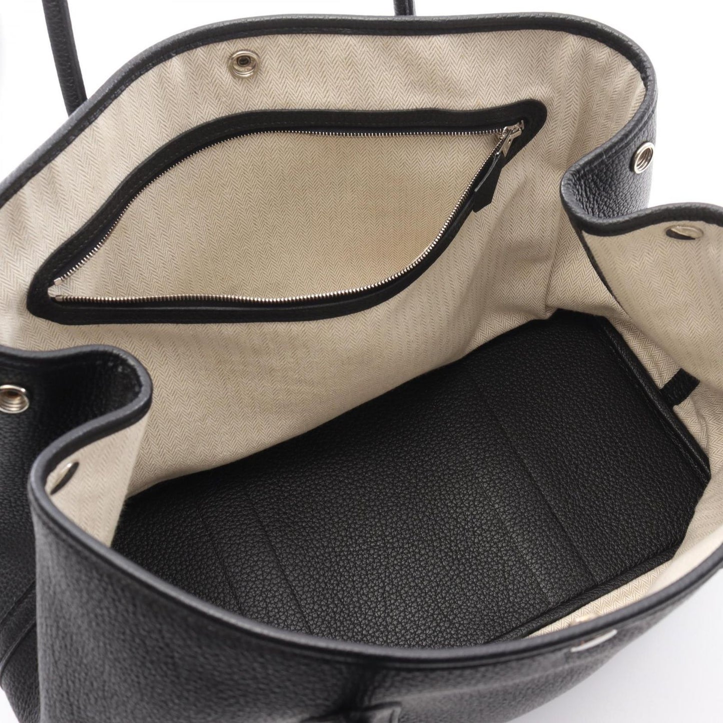 HERMES Garden Party PM Tote Bag in Black Leather - Timeless Elegance