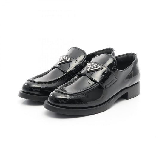 PRADA Triangle Logo Loafers in Black Patent Leather - Unworn Luxury