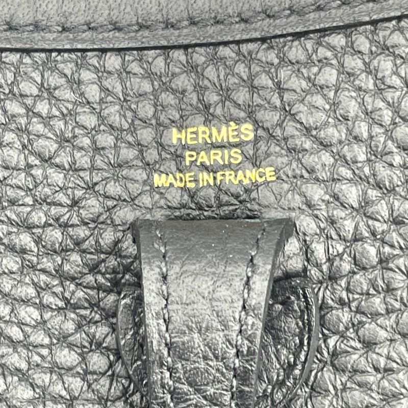 HERMES Evelyne TPM Black & Gold Togo Leather Shoulder Bag