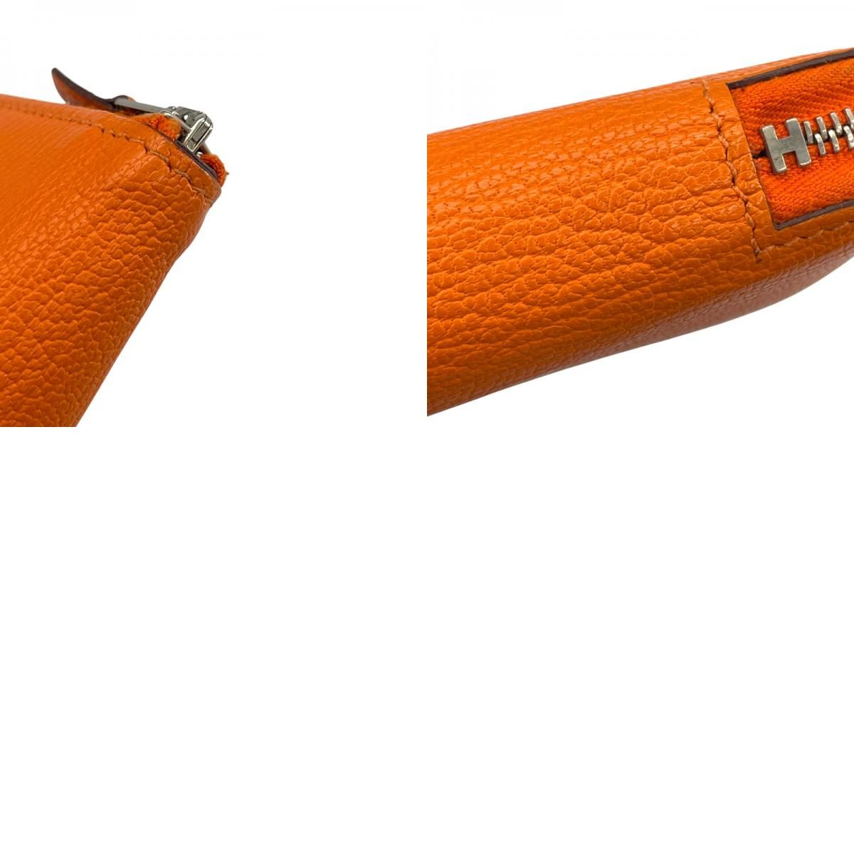 HERMES Azap Long Wallet in Orange & Silver Hardware - Unisex