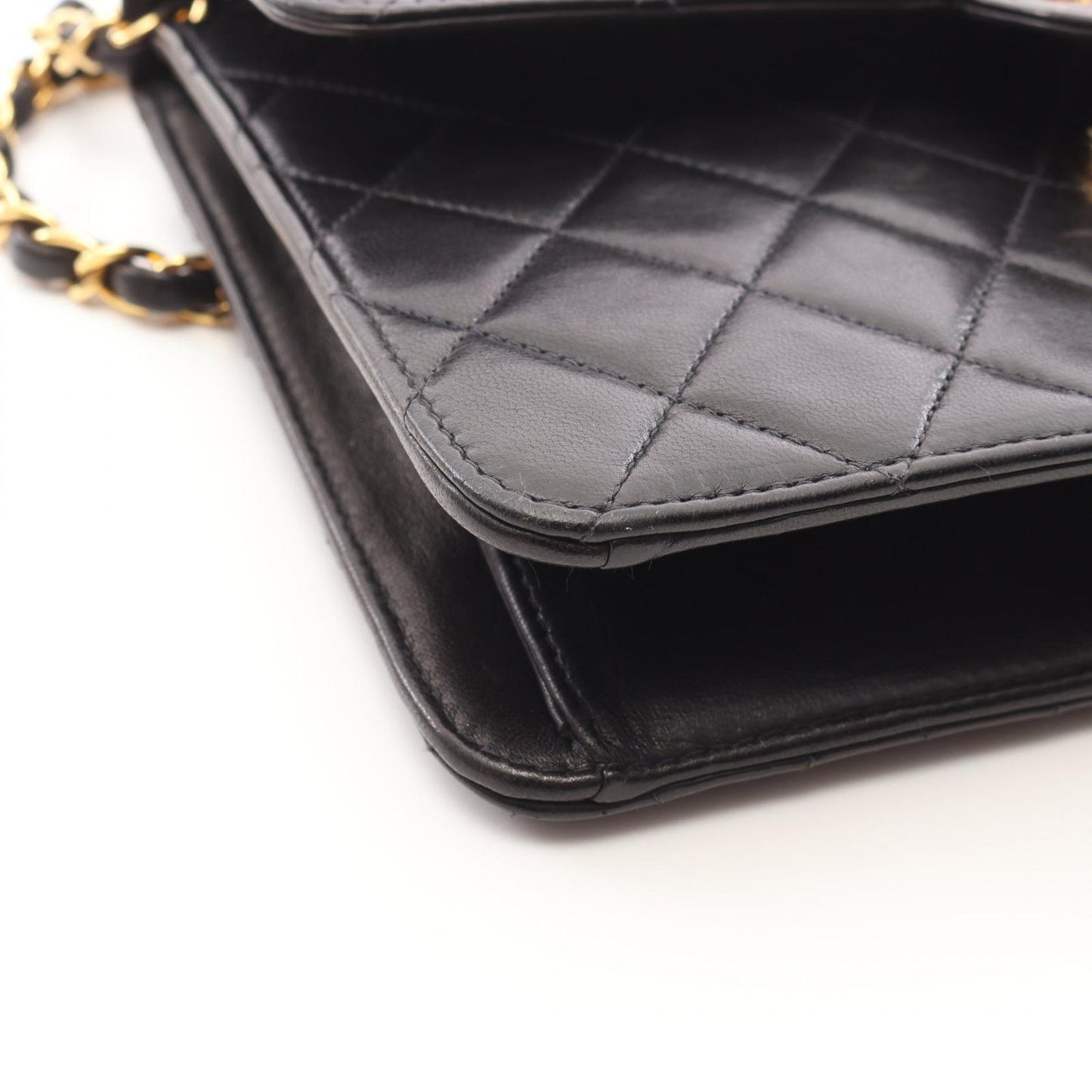 CHANEL Matelassé Single Flap Shoulder Bag in Black Lambskin
