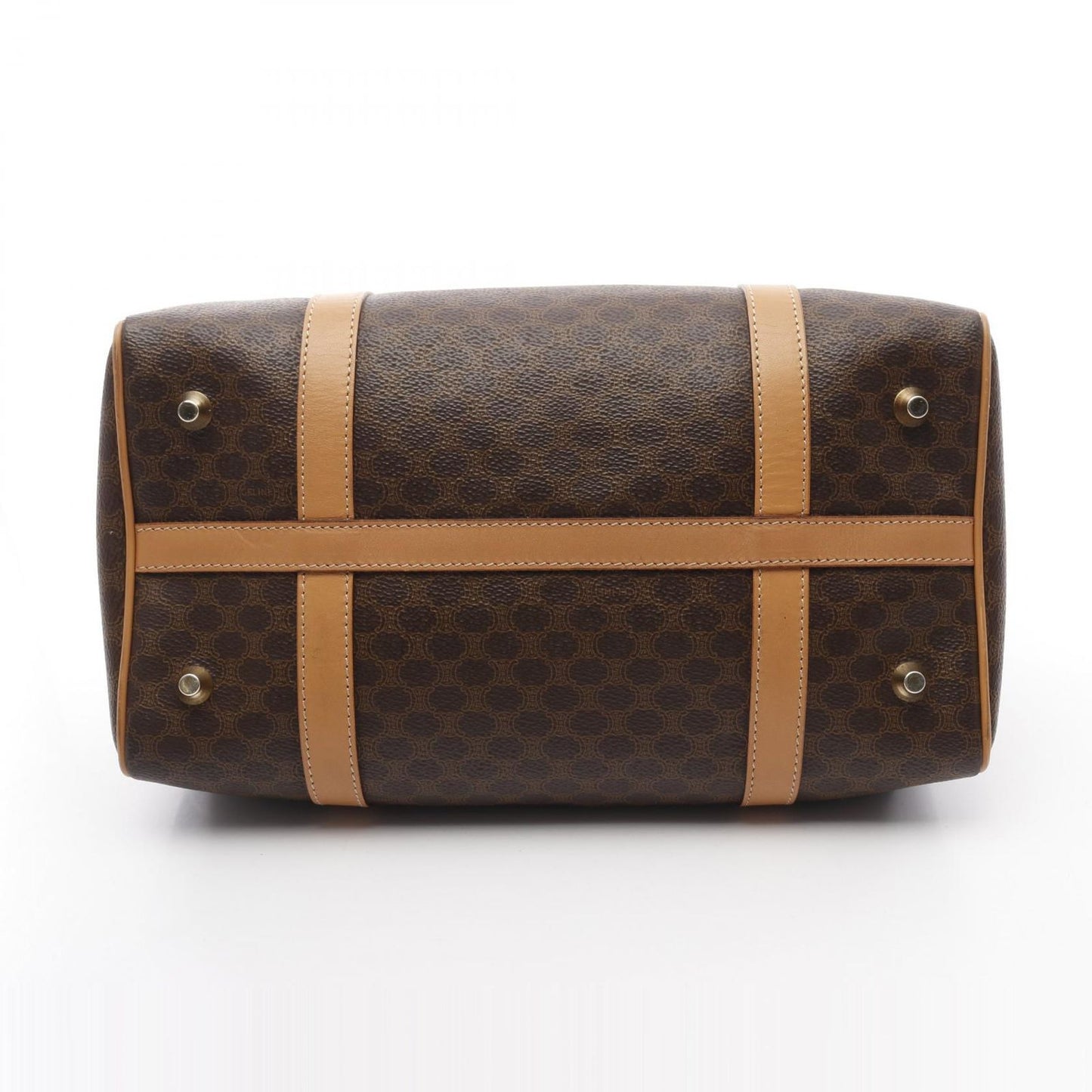 CELINE Macadam Boston Handbag in Dark Brown PVC Canvas