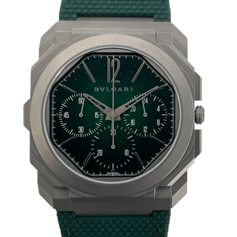 BVLGARI Octo Finissimo Chronograph GMT 103890 Green Titanium Watch