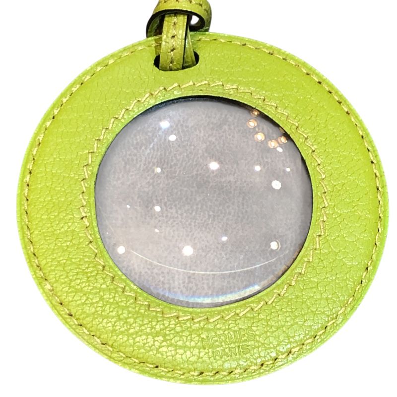 HERMES Anise Green Sheepskin Loupe Necklace - Unisex Elegance