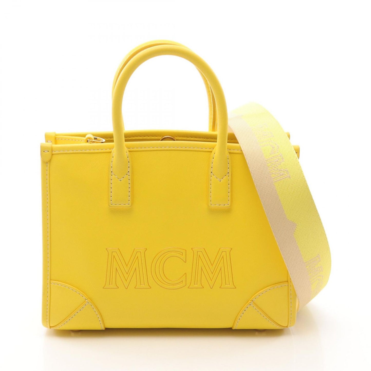 MCM Munich Tote Bag in Yellow Leather - Exquisite 2-Way Shoulder Design