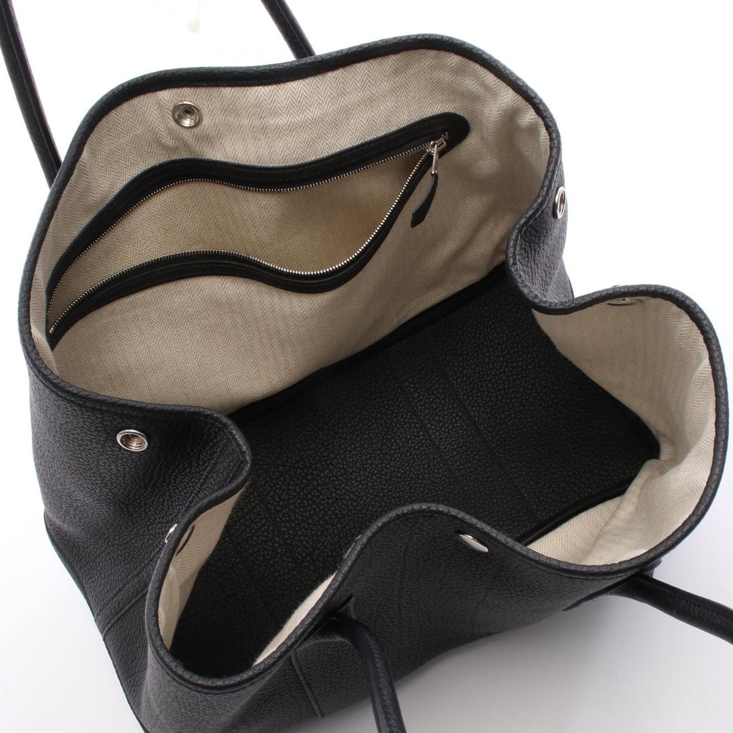 HERMES Garden Party PM Tote Bag in Black Leather - Timeless Elegance