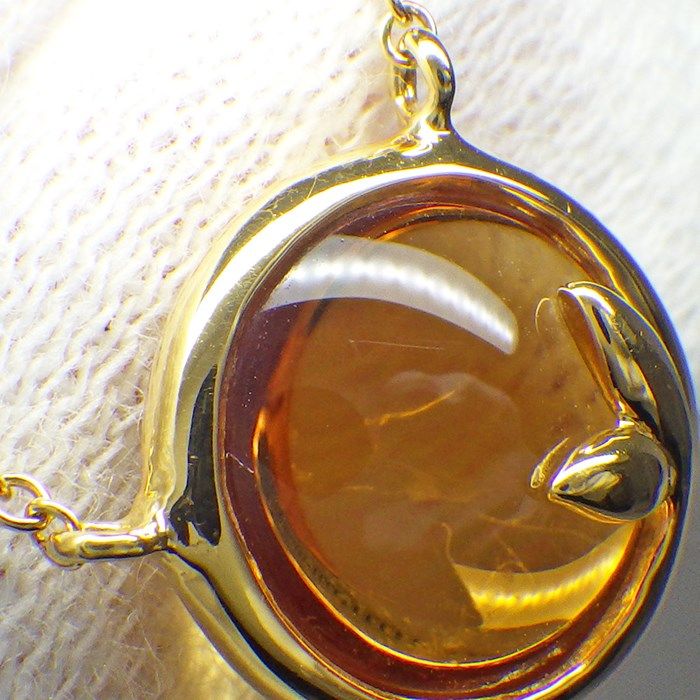 Tiffany & Co. Olive Leaf Necklace with Cabochon Citrine in K18YG